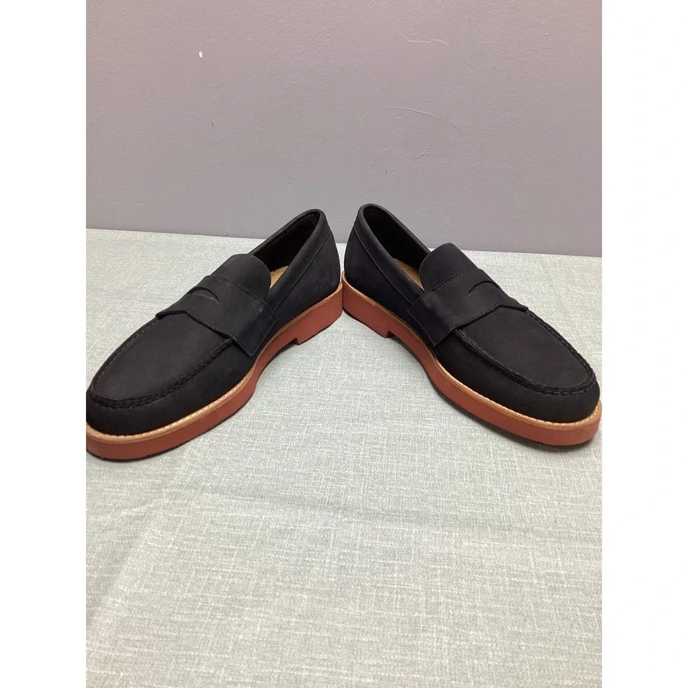 Brooks Brothers Mens Navy Nubuck Penny Loafers Red Sole 10 D 100073208 New